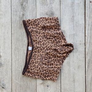 Giraffe Print Brown Sexy Bed Night Shorts Pajamas - Cheeky Size XS Intimates